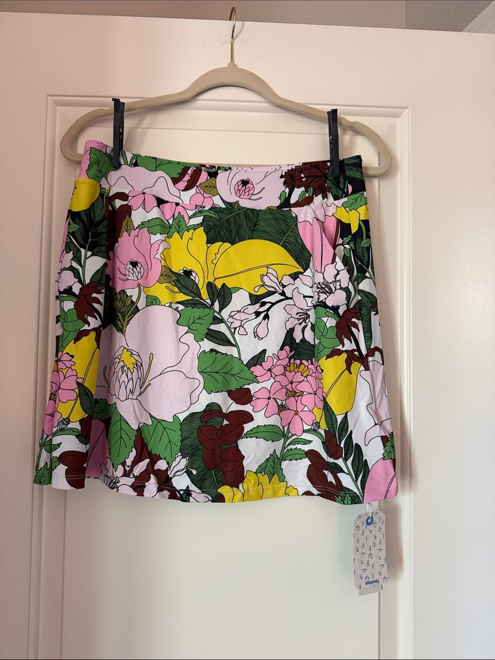 AceGolfs Floral A-Line Skirt in Pink, Yellow & Green